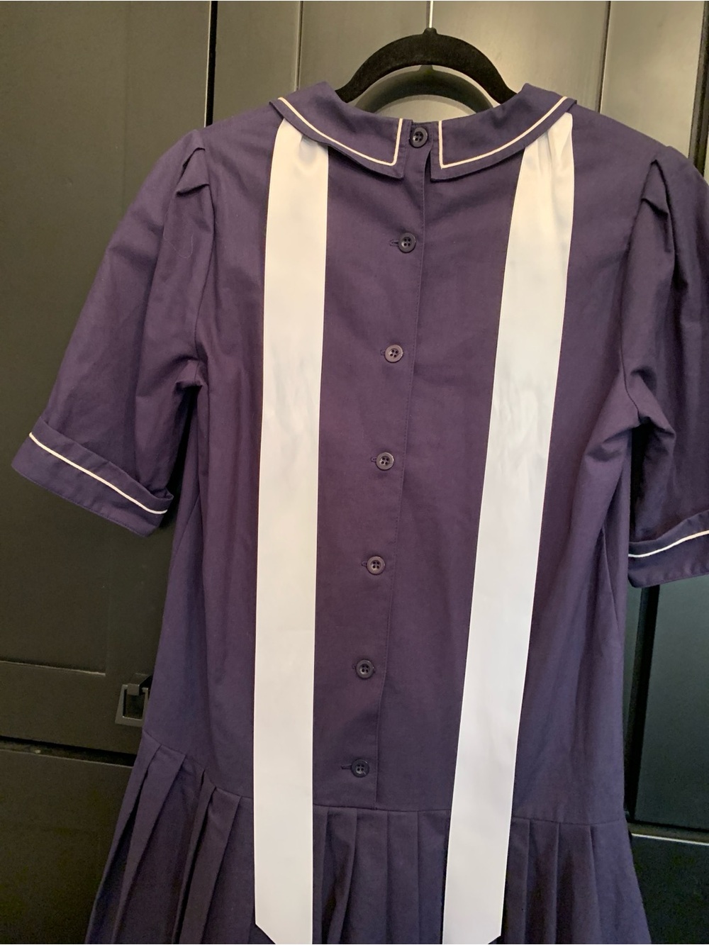 Vintage Laura Ashley MIDI Navy  Sailor-Style Dress with White Bow Accent - Picture 6 of 15
